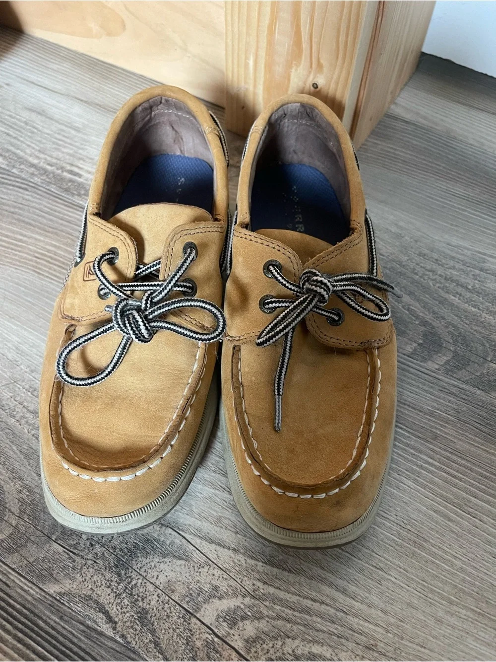 Sperry Kids Tan Boat Shoes with Brown Laces